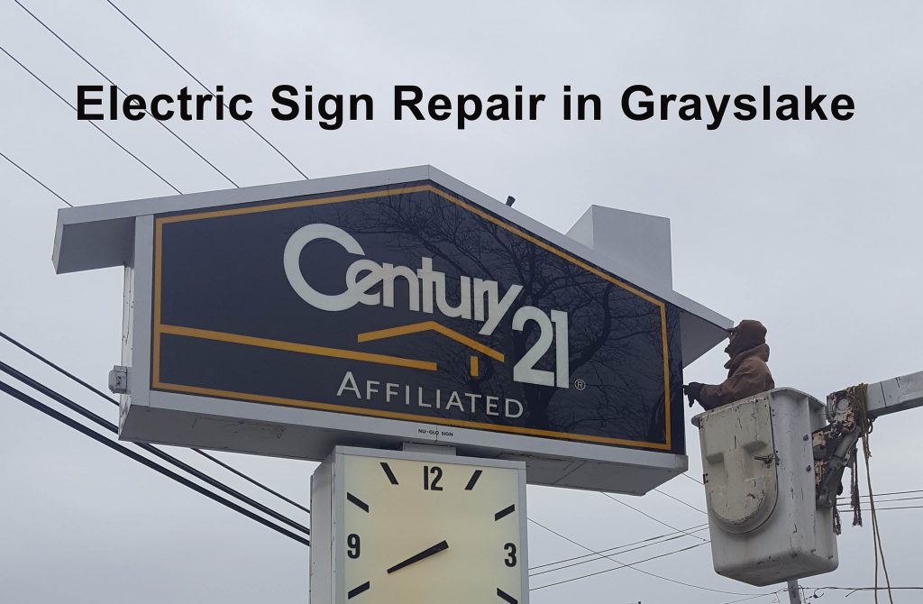 Electric Sign Repair in Grayslake Illinois - Bucket Truck