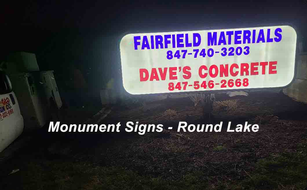Monument signs round lake